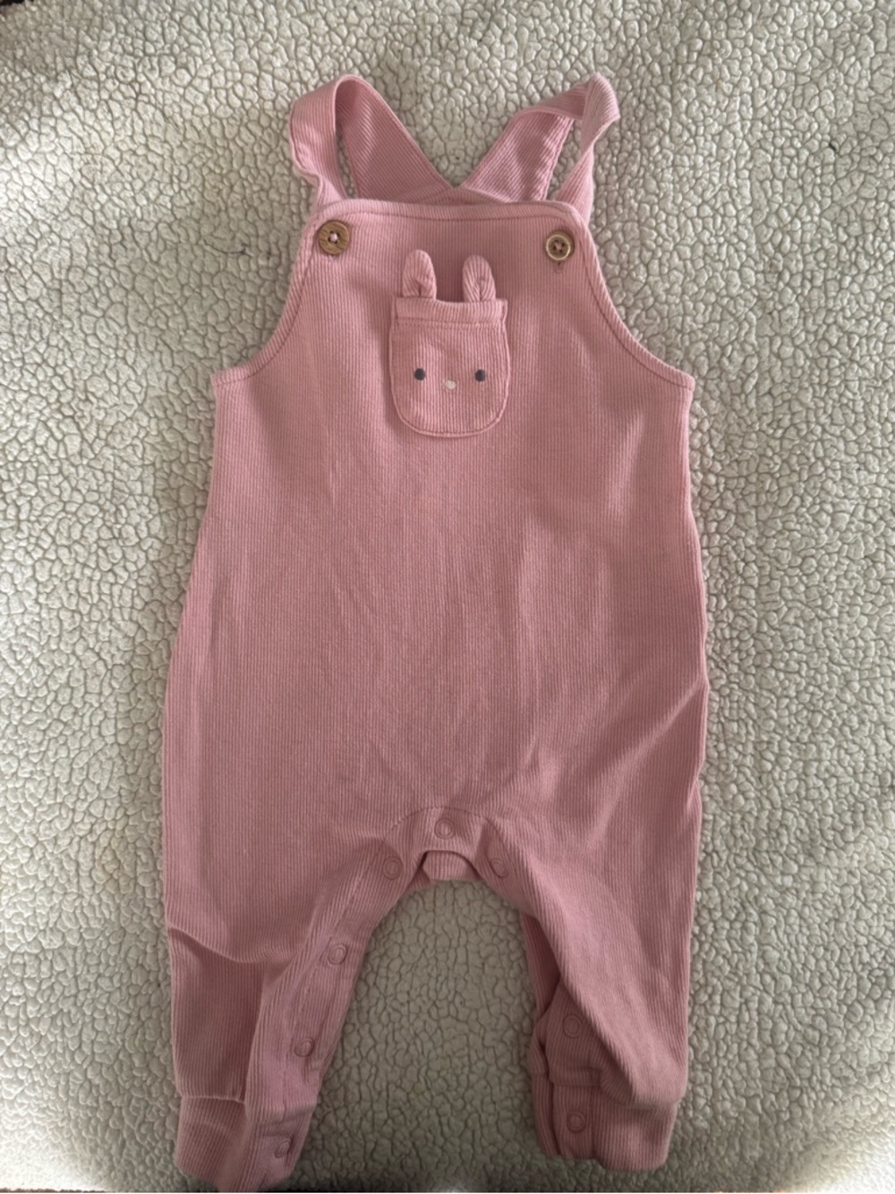 Carter's Dusty Pink Knit Overalls with Bunny Pocket